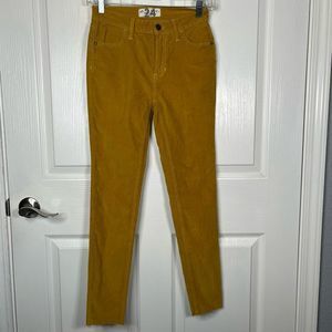 Free People Sz 24 Corduroy Pants We The Free Mustard Yellow Raw Hems